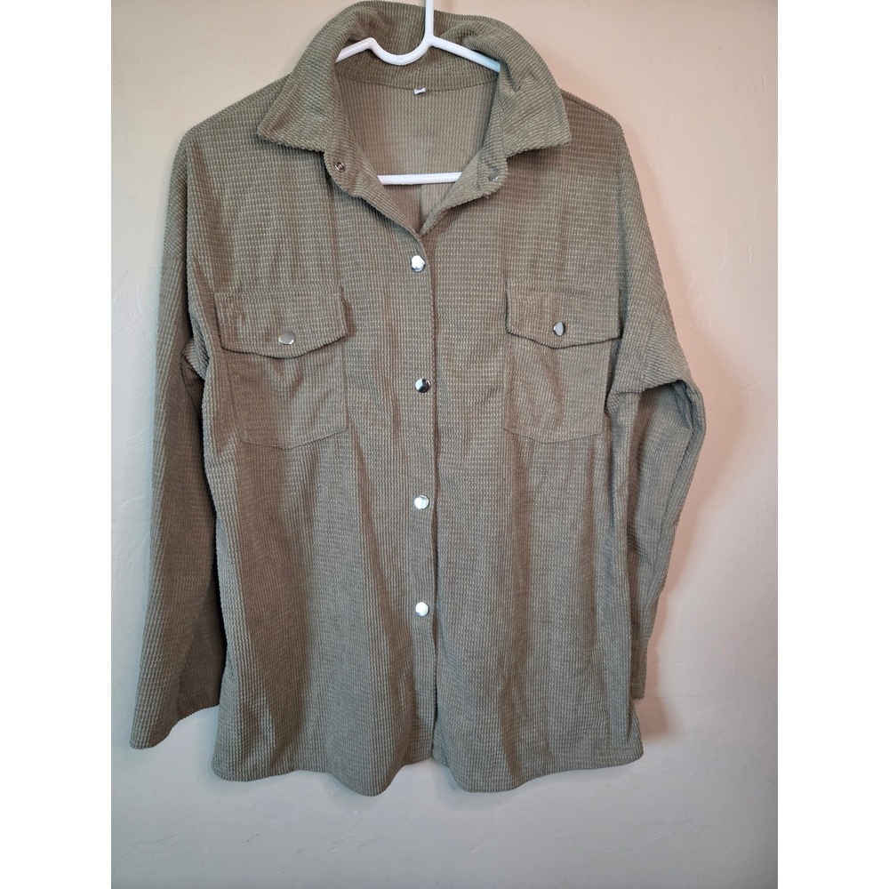 Women's Fall Corduroy Shacket Olive Green Large